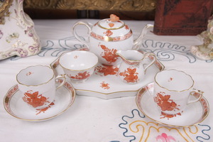 헤런드 부라운 차이니스 부퀘 8pc 서빙세트 Herend Brown Chinese Bouqet 8 Piece Tea Serving Set (for 2) circa 1995