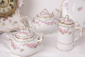 엘리트(Bawo &amp; Dotter) 리모지 공장 데코 티세트  Elite (Bawo &amp; Dotter) Limoges Factory Decorated Tea Set circa 1890
