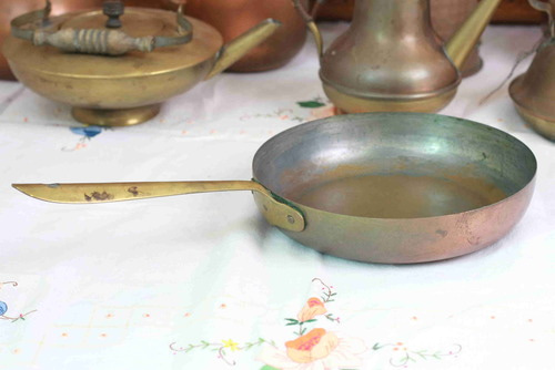 Bongusto (이탈리아) 구리 (브래스 핸들 ) 프라이 팬 ongusto (Italy) Copper (w/ Brass Handle) Fry Pan circa 1950