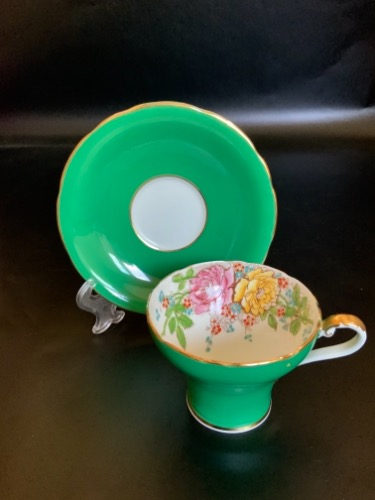 앤슬리 거들 쉐입 핸드페인트 컵&amp;소서 Aynsley Girdle Hand Painted Cup &amp; Saucer circa 1939