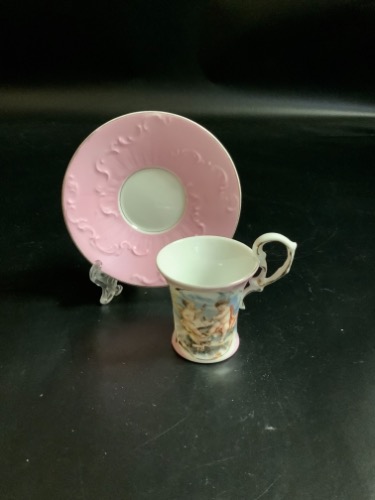 데코레이터 천사 페티 데미타스 (에쏘잔) 컵&amp;소서 Decorator Cherub Putti Demitasse Cup &amp; Saucer circa 1930