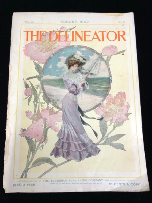 Delineator 잡지 패션 플레이트 1902년 8월-오리지널- Delineator Magazine Cover from August 1902 - ORIGINAL