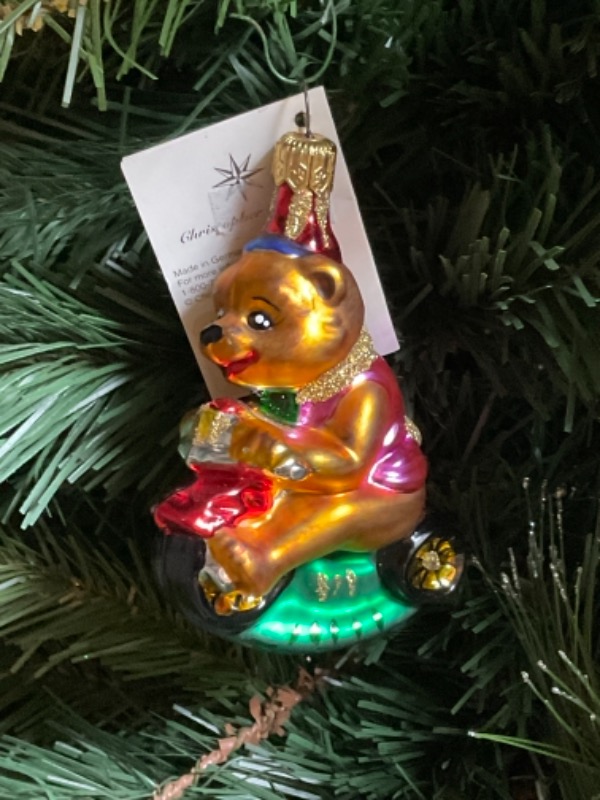 크리스토퍼 라드코 핸드 블로운 / 핸드페인트 &quot;First Ride&quot; 크리스마스 트리 장식 1998 Christopher Radko Hand Blown / Painted &quot;First Ride&quot;Christmas Tree Ornament