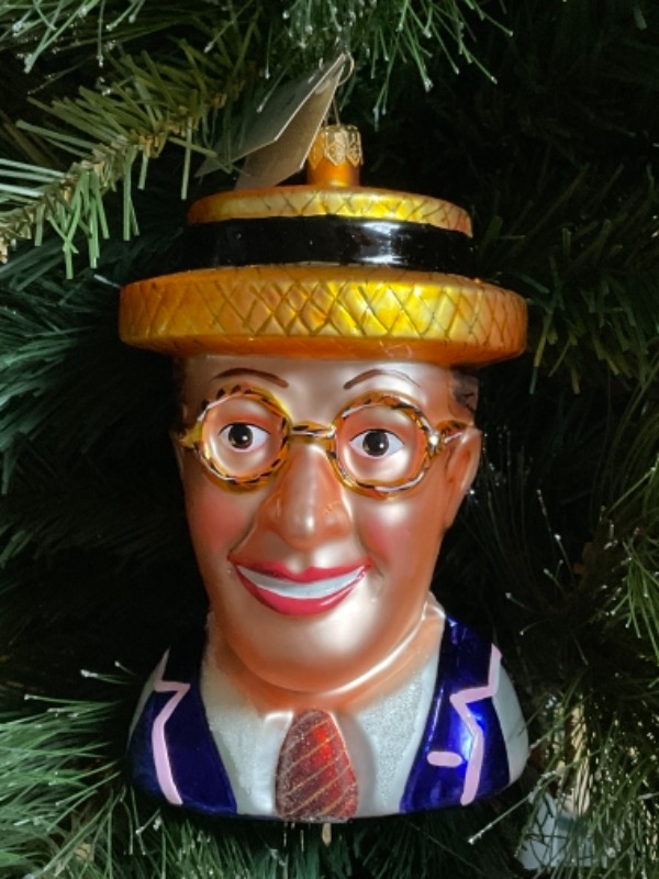 크리스토퍼 라드코 크리스마스 핸드 블로운 / 핸드페인트 &quot;Harold Lloyd&quot; 크리스마스 트리 장식 1997 Christopher Radko Hand Blown / Painted &quot;Harold Lloyd&quot; Christmas Tree Ornament. Large !