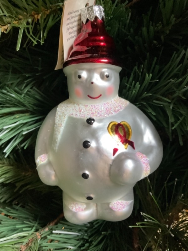 크리스토퍼 라드코 핸드 블로운 / 핸드페인트 &quot;Frosty Cares&quot; 크리스마스 트리 장식 1994 Christopher Radko Hand Blown / Painted &quot;Frosty Cares&quot; Christmas Tree Ornament