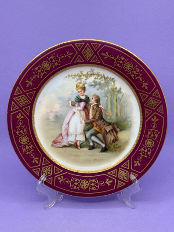 빈티지 핸드페인트 로얄 비엔나 스타일 케비넷 플레이트 Vintage Hand Painted Royal Vienna Style Cabinet Plate