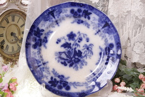 플로우 블루 -시쉘&amp;플라워 플레이트 Flow Blue Plate circa 1880 - Seashells &amp; Flowers
