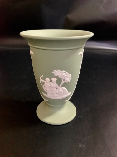 웨지우드 제스퍼웨어 세지 그린 베이스 Wedgwood Jasperware Sage Green Vase 1972