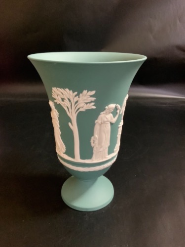 웨지우드 제스퍼웨어 티어 그린 베이스 Wedgwood Jasperware Teal Green Vase 1985