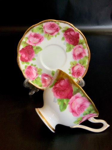 Royal Albert &quot;Old English Rose&quot; Cup &amp; Saucer circa 1960 - AS IS