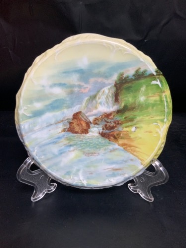 빅토리아 (오스트리아) 나야가라 폭포 기념 도자기냄비 받침대  Victoria (Austria) Niagara Falls Souviner Porcelain Trivet (Hot Plate) circa 1910