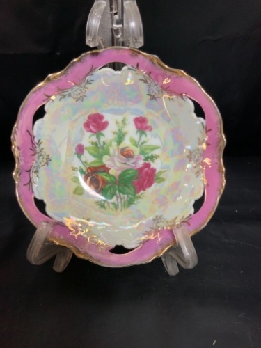 빅토리언 핑크 진주 광택 서빙 볼 Victorian Pink Lustre Serving Bowl circa 1900