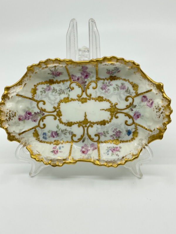 Coiffe 리모지 핸드페인트 핀 디쉬-사랑스러운- Coiffe Limoges Hand Painted Pin Dish circa 1890 - Lovely!